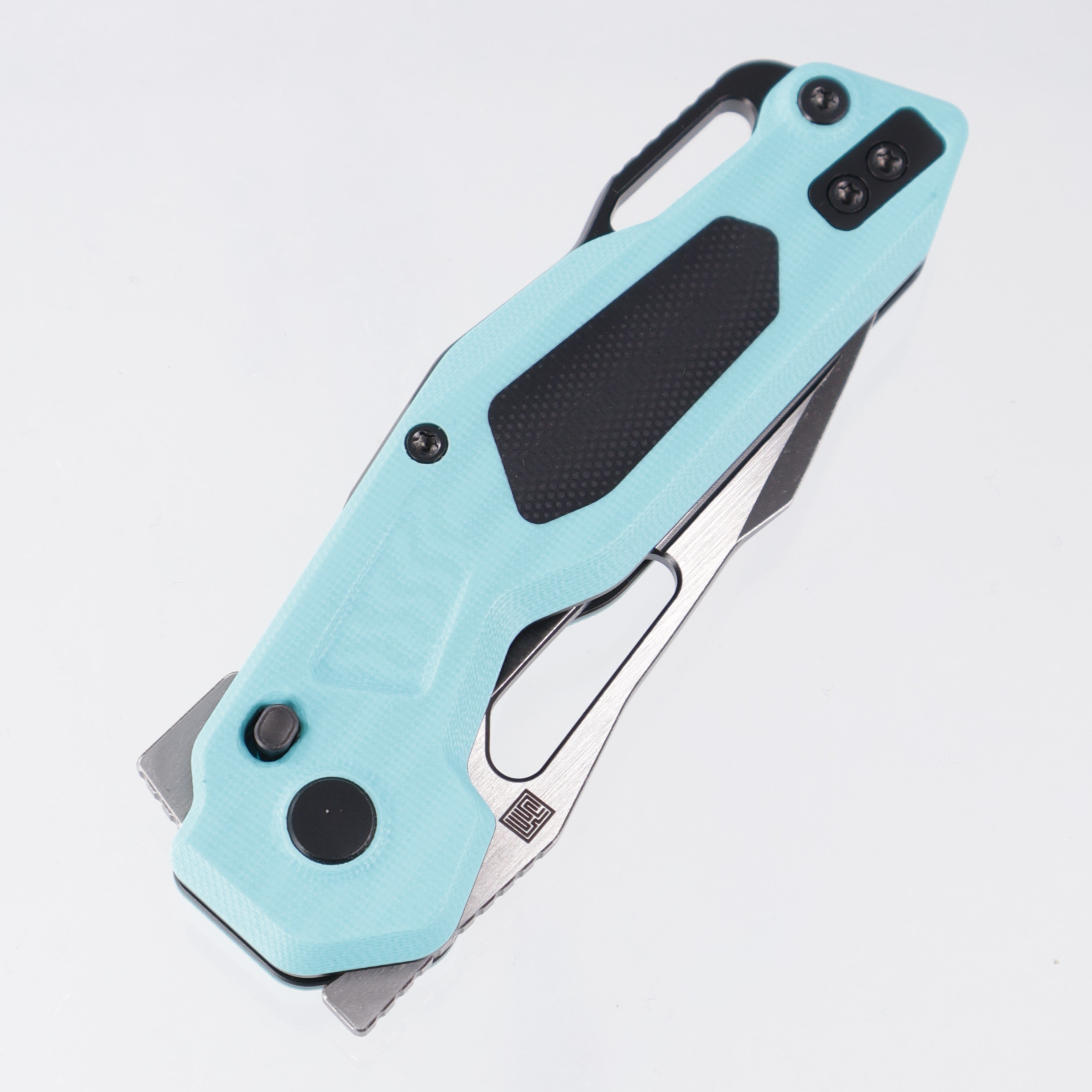 Ketuo Mini Griffin - Sky Blue G10 w/ Black G10 Inserts - 2-Tone Blackwash 14C28N - GRN/SW-S