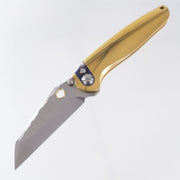 Ketuo Dirty Bird - High Polish Gold Titanium w/ ZircuTi Pivot Collar - Pearlescent M390 w/ Rock Pattern - G