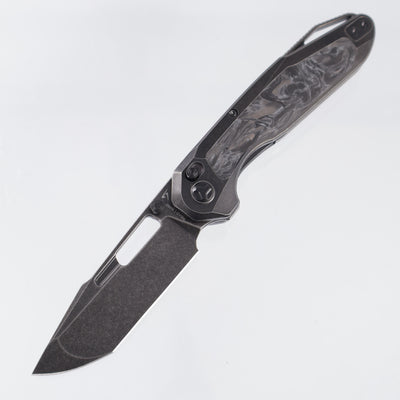 Ketuo Triad TC - Black Stonewash Titanium w/ White Carbon Fiber Inlays - Black Stonewash M390 - WHT/SW