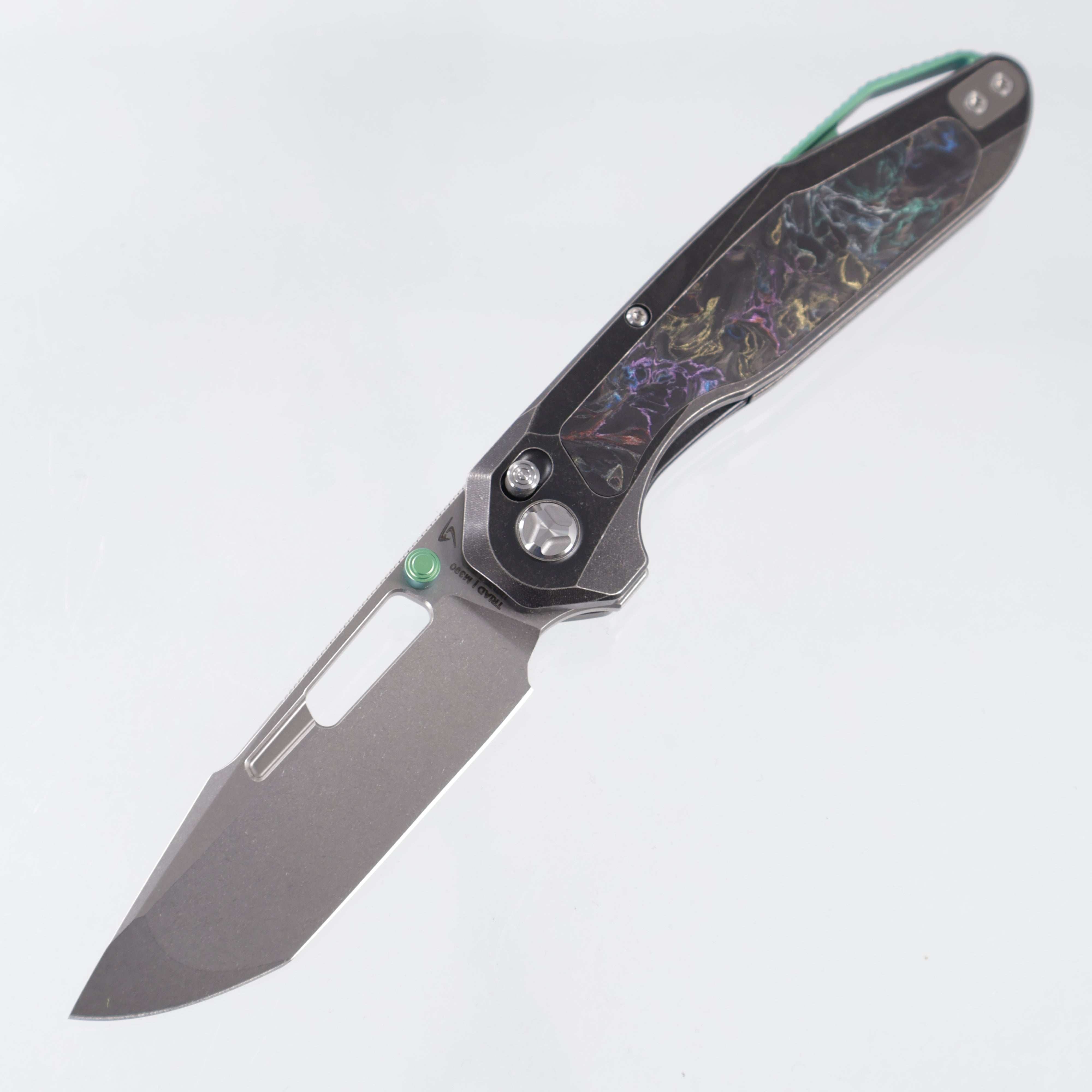 Ketuo Triad TC - Black Stonewash Titanium w/ Multi-Color Carbon Fiber Inlays - Stonewash M390 - RGB/SW