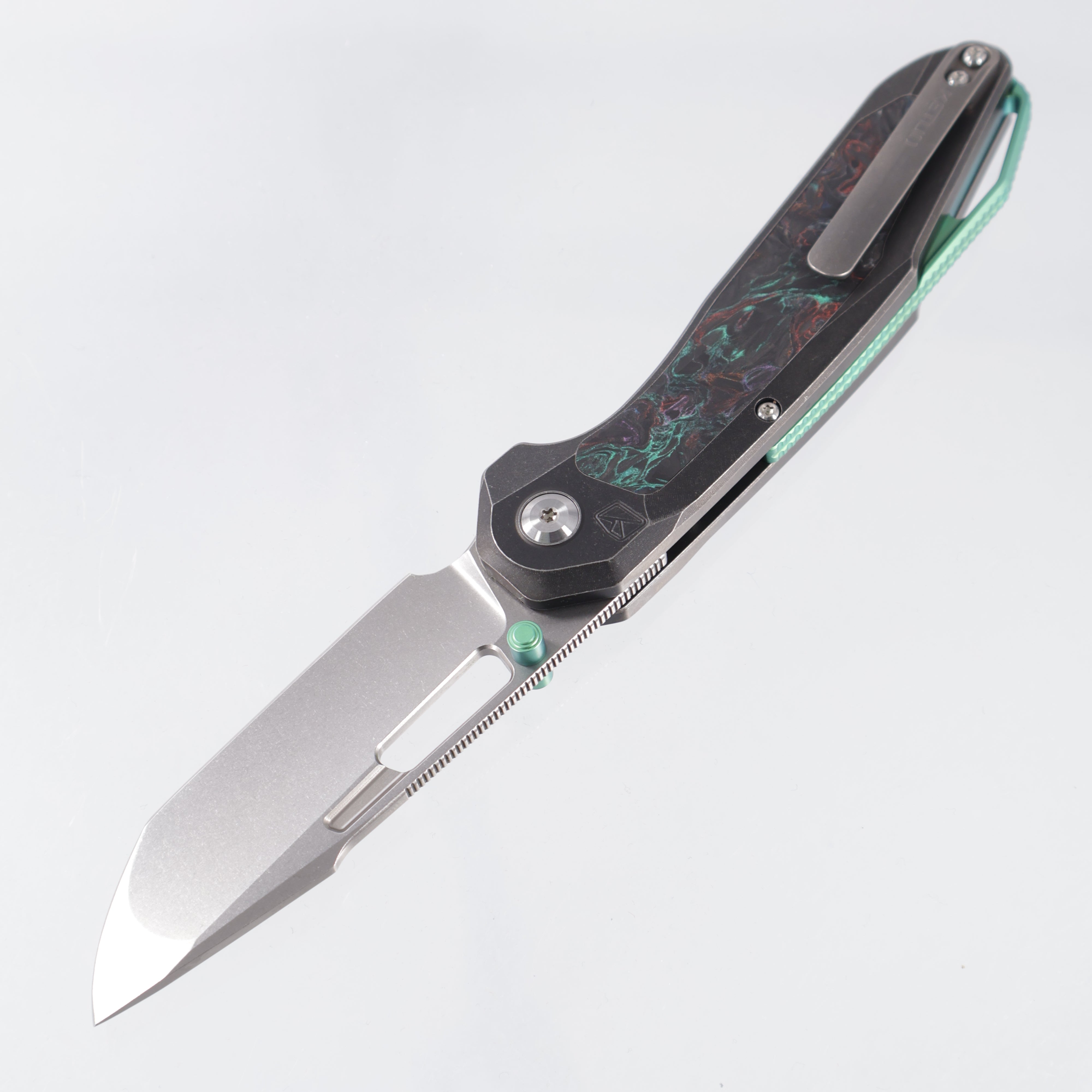 Ketuo Triad TC - Black Stonewash Titanium w/ Multi-Color Carbon Fiber Inlays - Stonewash M390 - RGB/SW