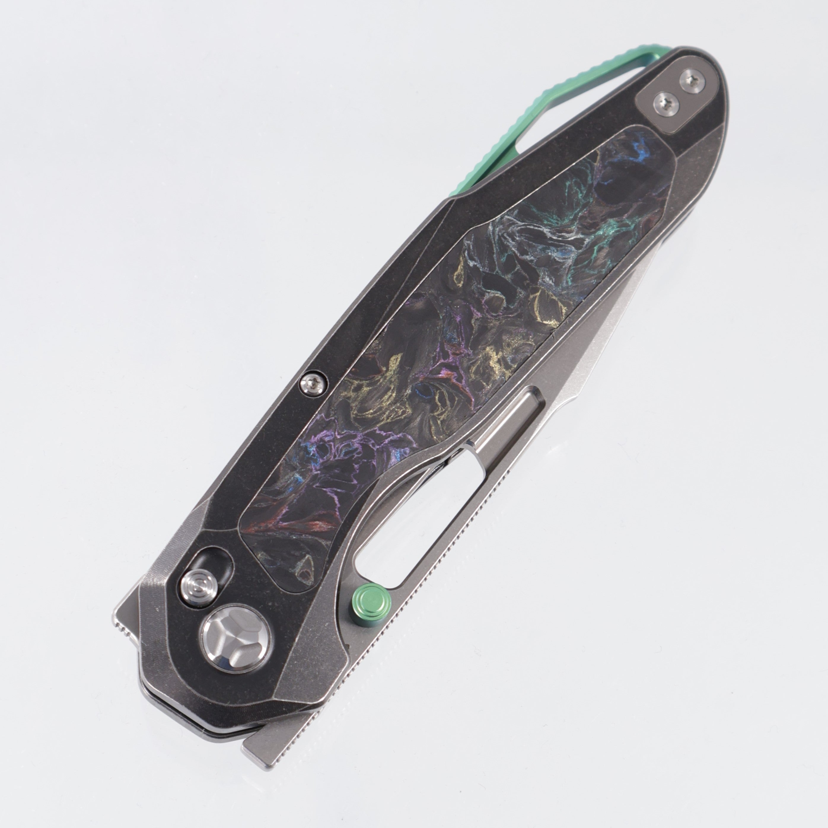 Ketuo Triad TC - Black Stonewash Titanium w/ Multi-Color Carbon Fiber Inlays - Stonewash M390 - RGB/SW