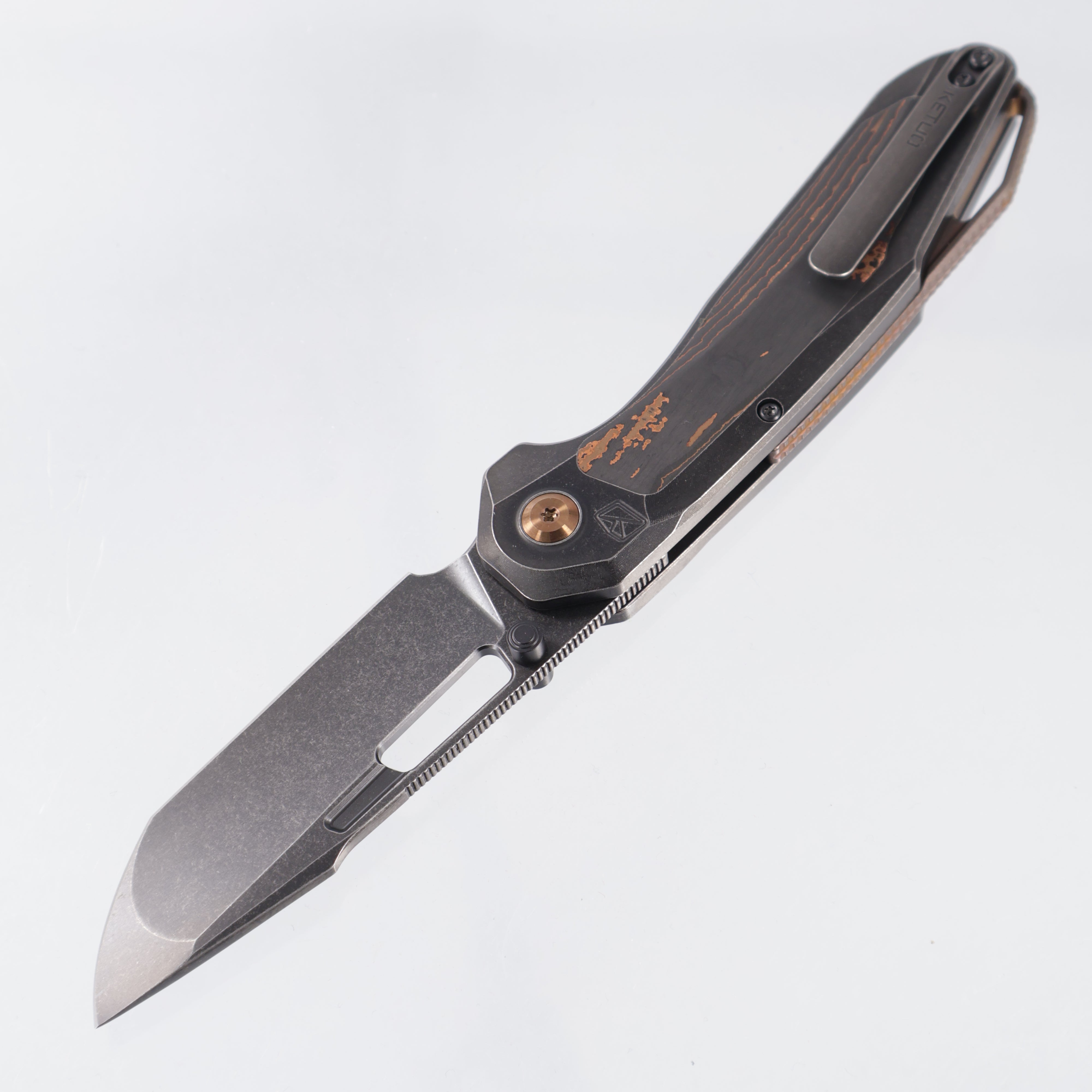 Ketuo Triad TC - Black Stonewash Titanium w/ Copper Carbon Fiber Inlays - Black Stonewash M390 - CCF/SW