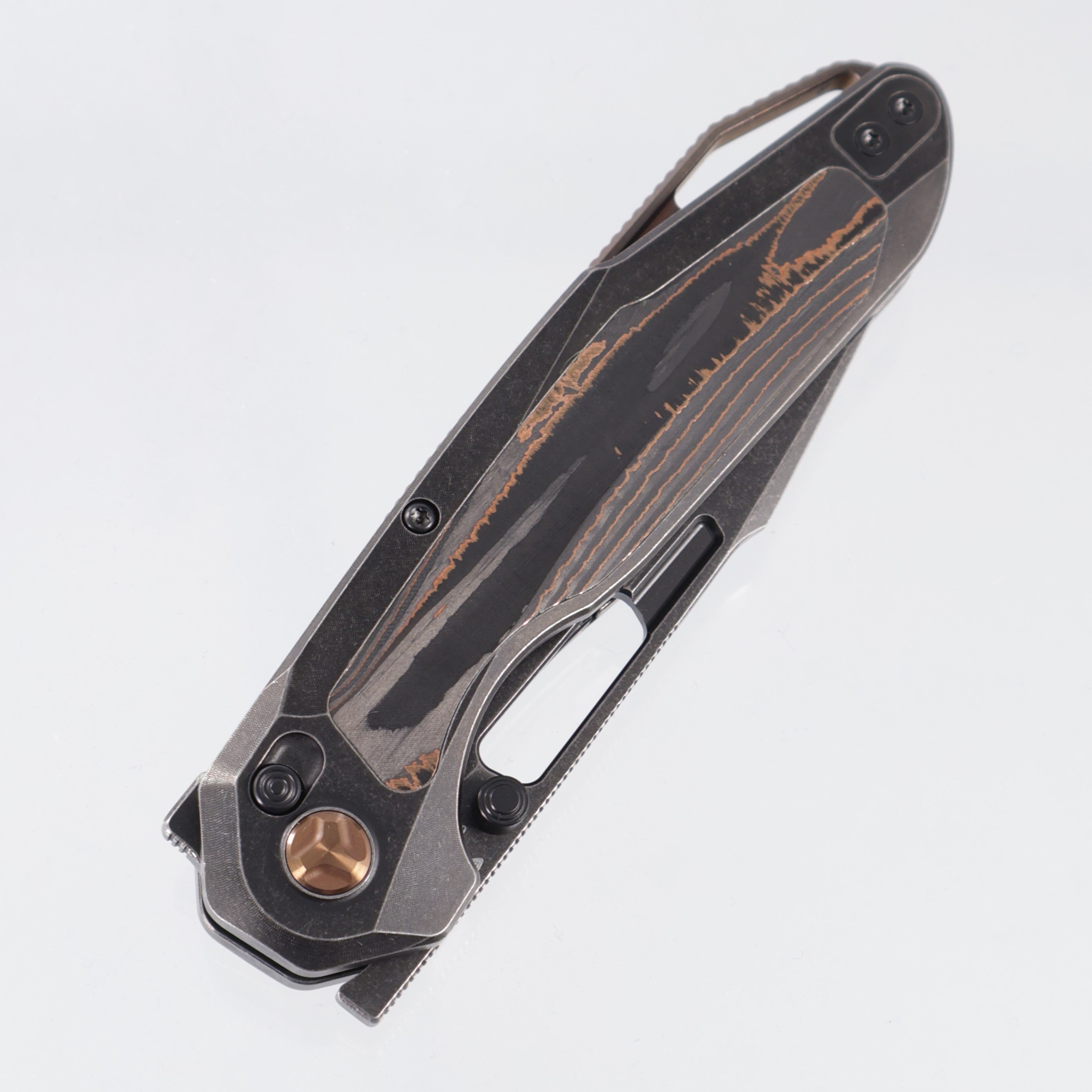 Ketuo Triad TC - Black Stonewash Titanium w/ Copper Carbon Fiber Inlays - Black Stonewash M390 - CCF/SW