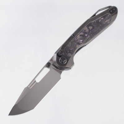 Ketuo Triad TC - Black Stonewash Titanium w/ Purple Carbon Fiber Inlays - Pearlescent M390 - PUE/P