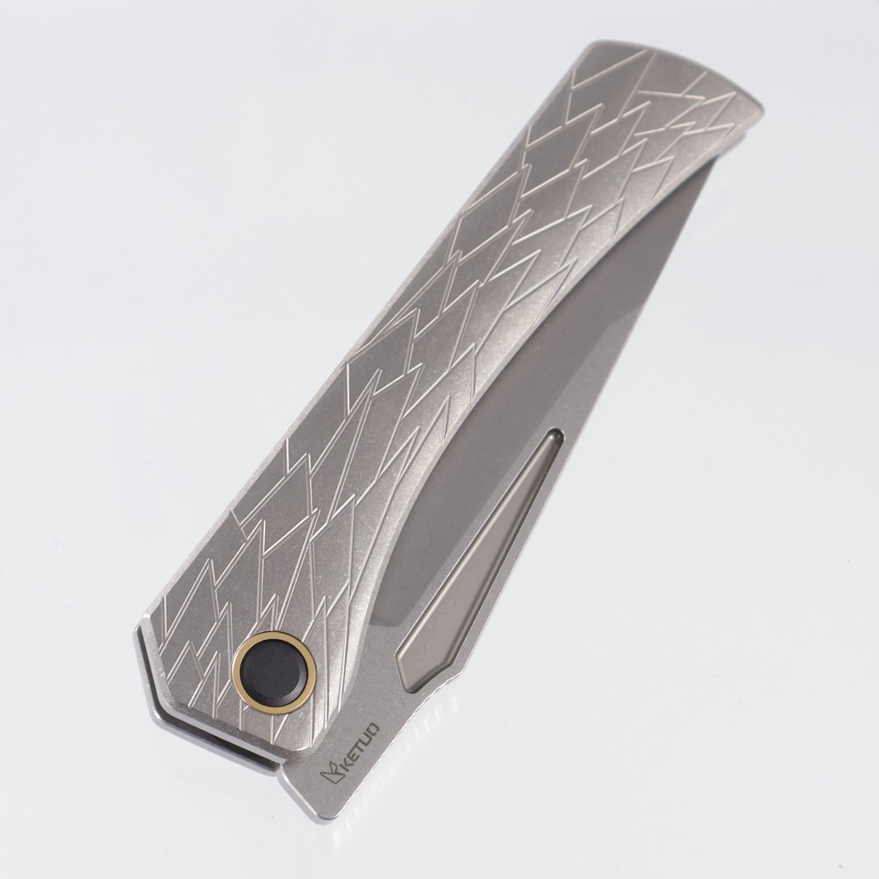 Ketuo Usurper - Stonewash Titanium w/ Gold Ti Accents - Stonewash M390 - SW