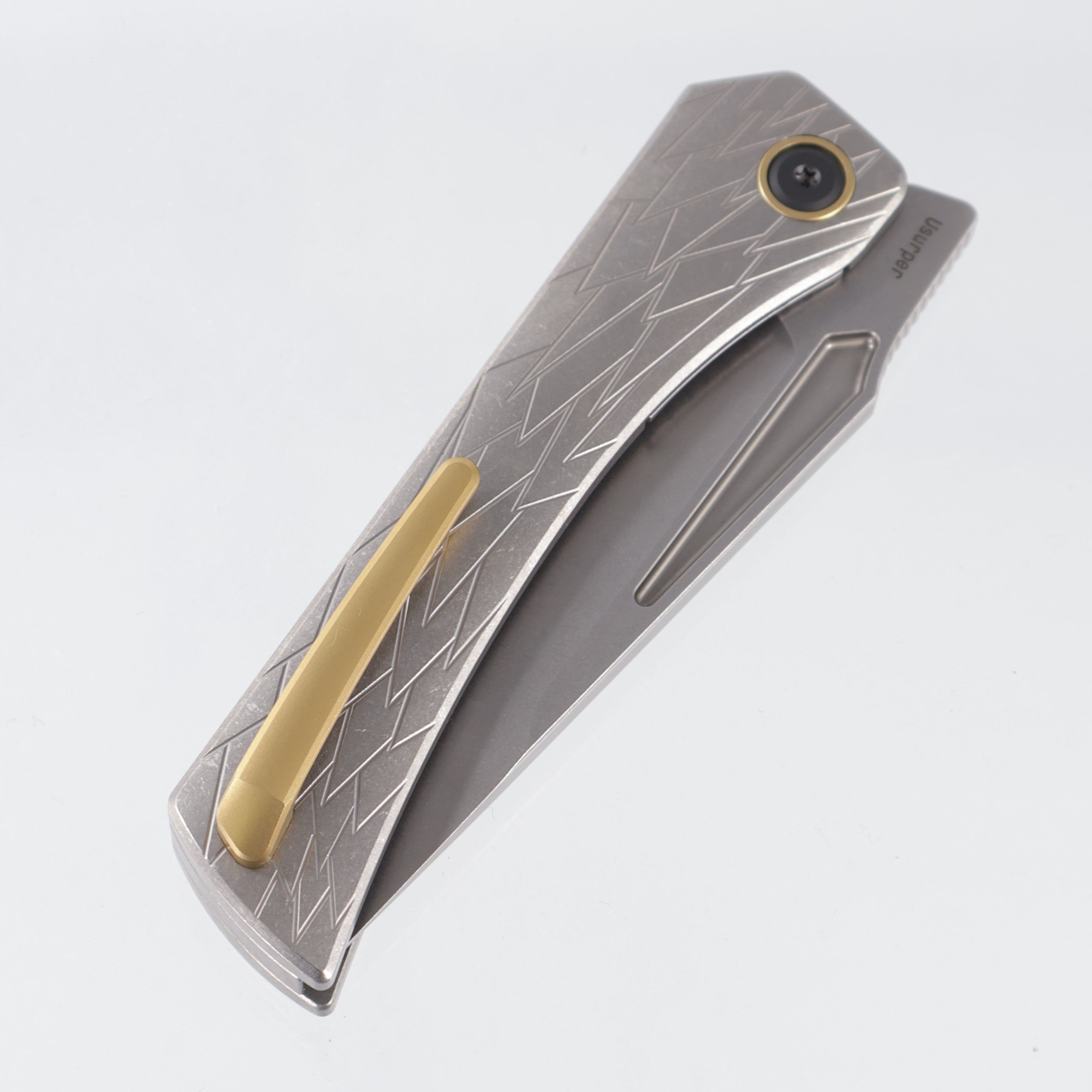 Ketuo Usurper - Stonewash Titanium w/ Gold Ti Accents - Stonewash M390 - SW