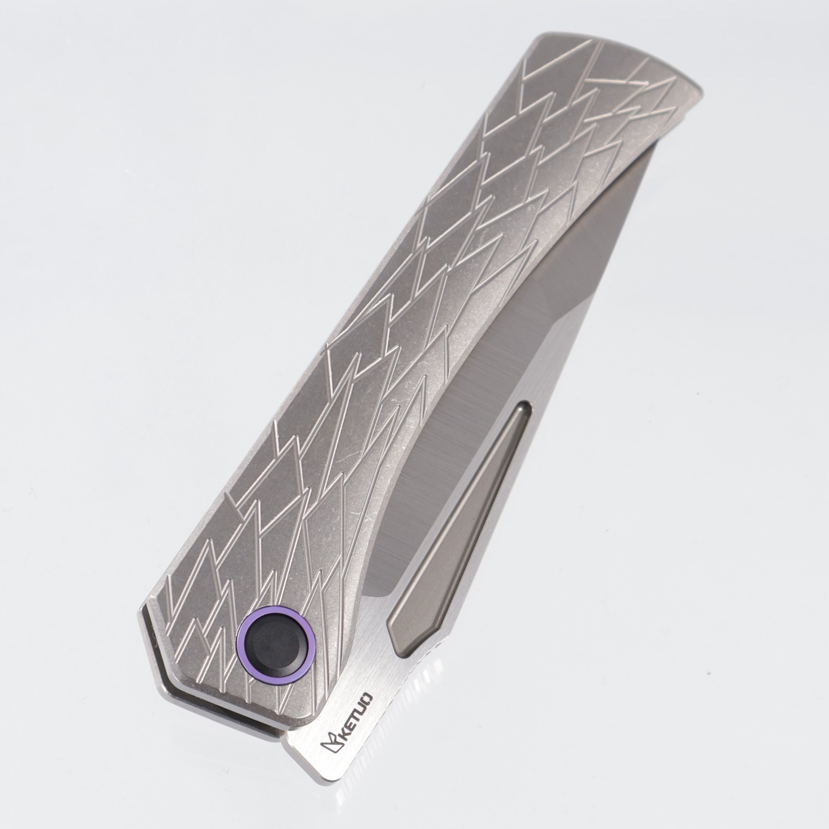 Ketuo Usurper - Stonewash Titanium w/ Purple Ti Accents - Satin M390 - GY/S