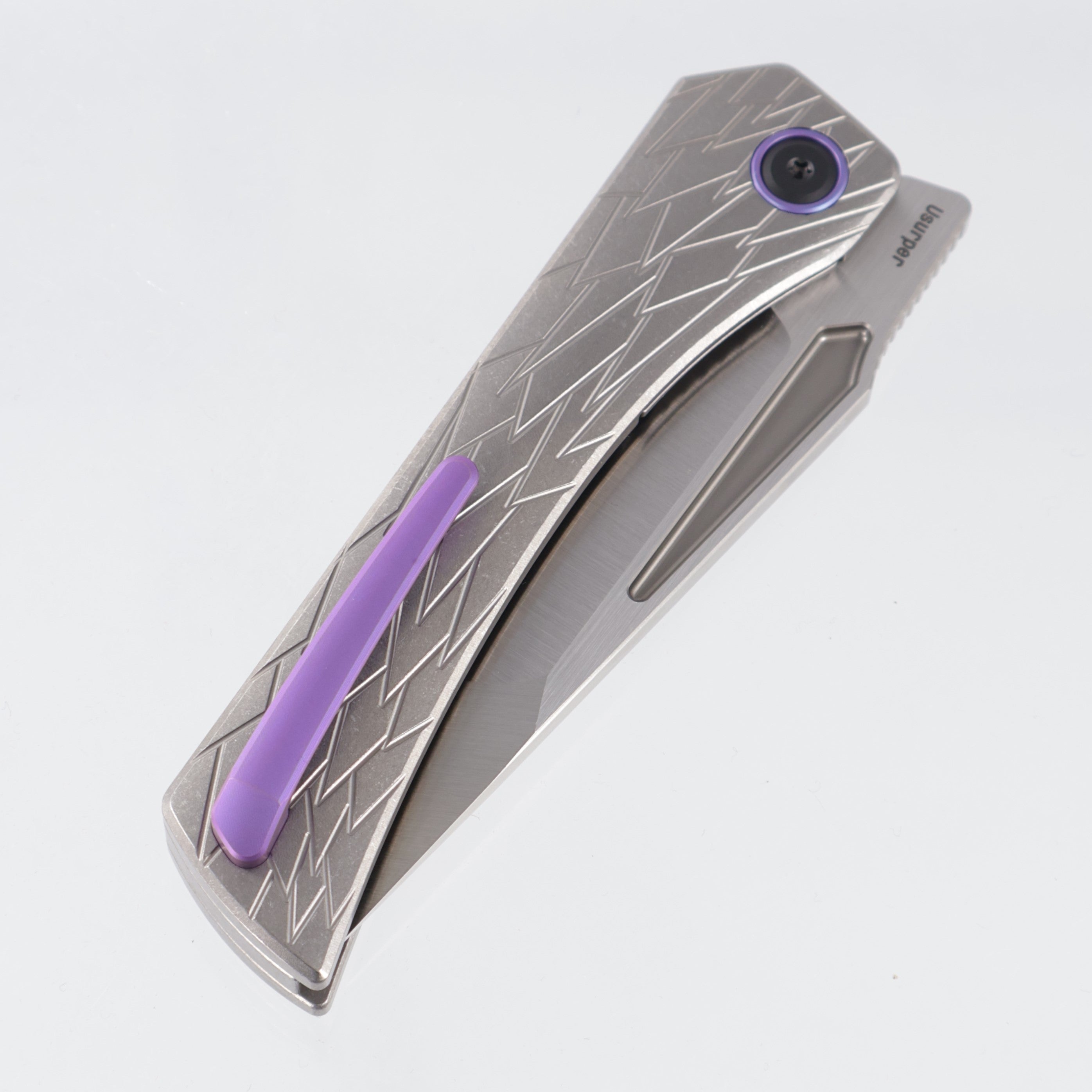 Ketuo Usurper - Stonewash Titanium w/ Purple Ti Accents - Satin M390 - GY/S
