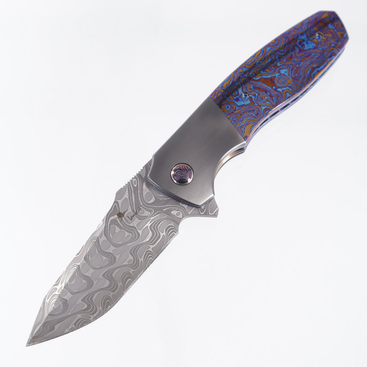 Kirby Lambert Phoenix - Timascus Scales w/ Zirconium Bolsters & Timascus Pivot Inlay - Chad Nichols Damascus
