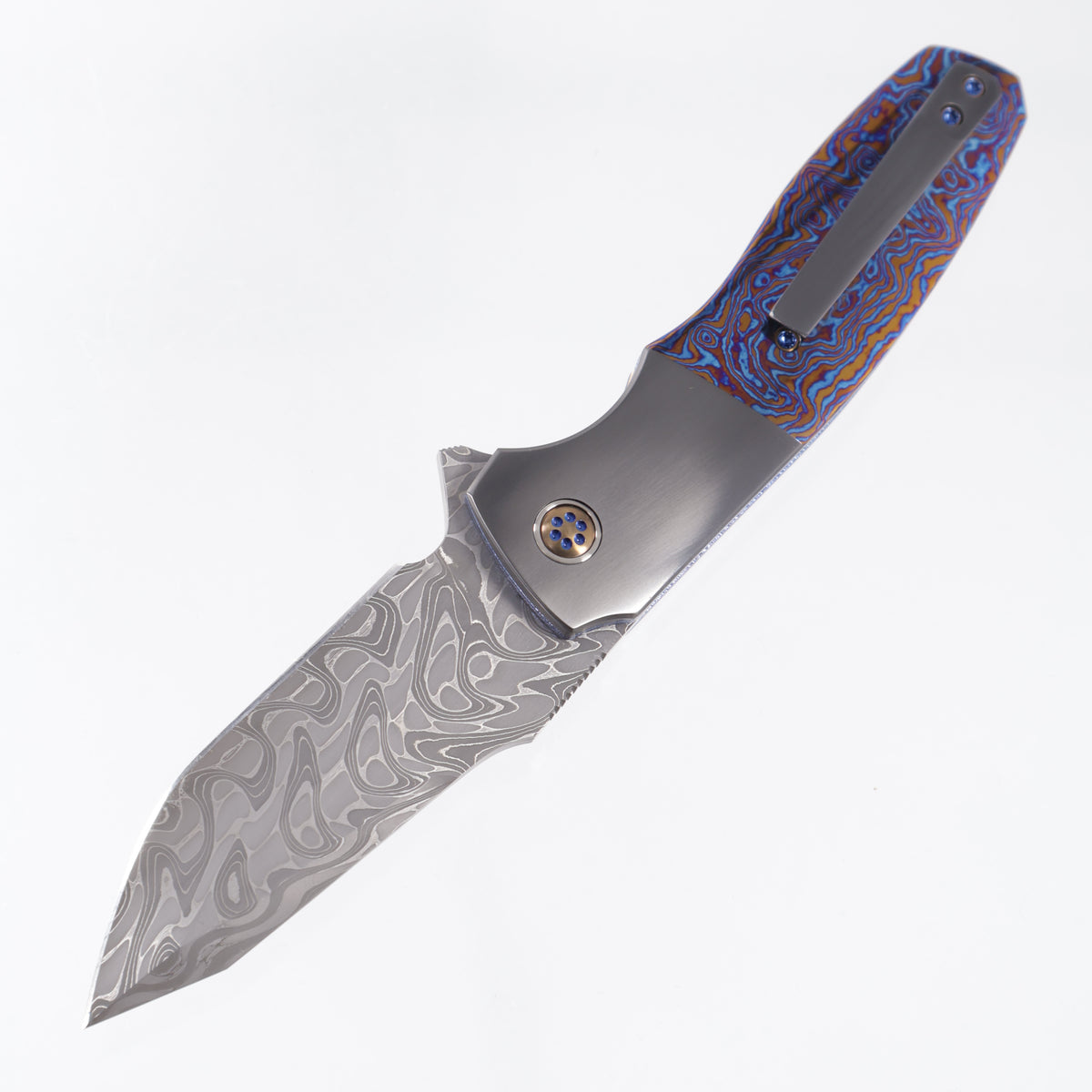 Kirby Lambert Phoenix - Timascus Scales w/ Zirconium Bolsters & Timascus Pivot Inlay - Chad Nichols Damascus