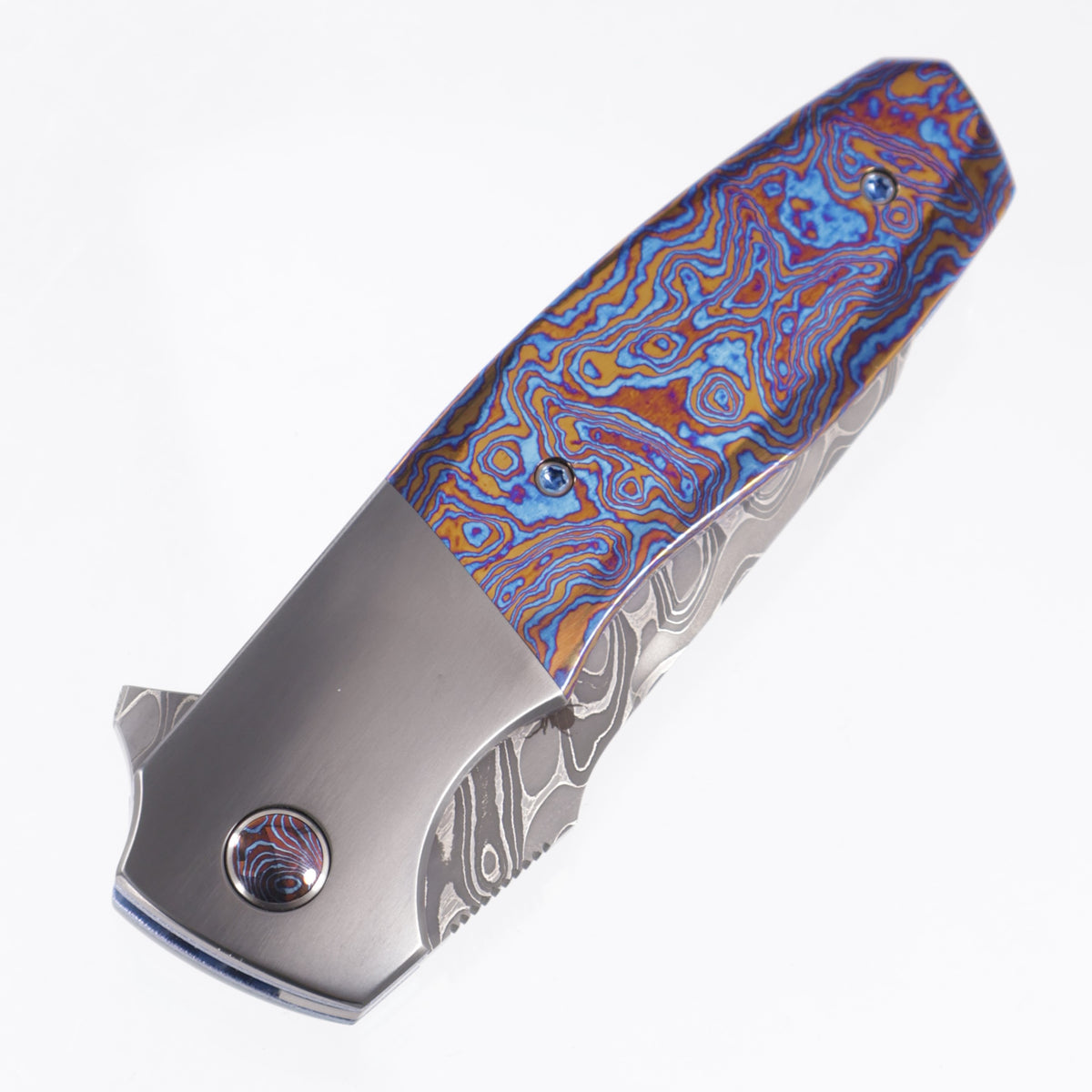 Kirby Lambert Phoenix - Timascus Scales w/ Zirconium Bolsters & Timascus Pivot Inlay - Chad Nichols Damascus