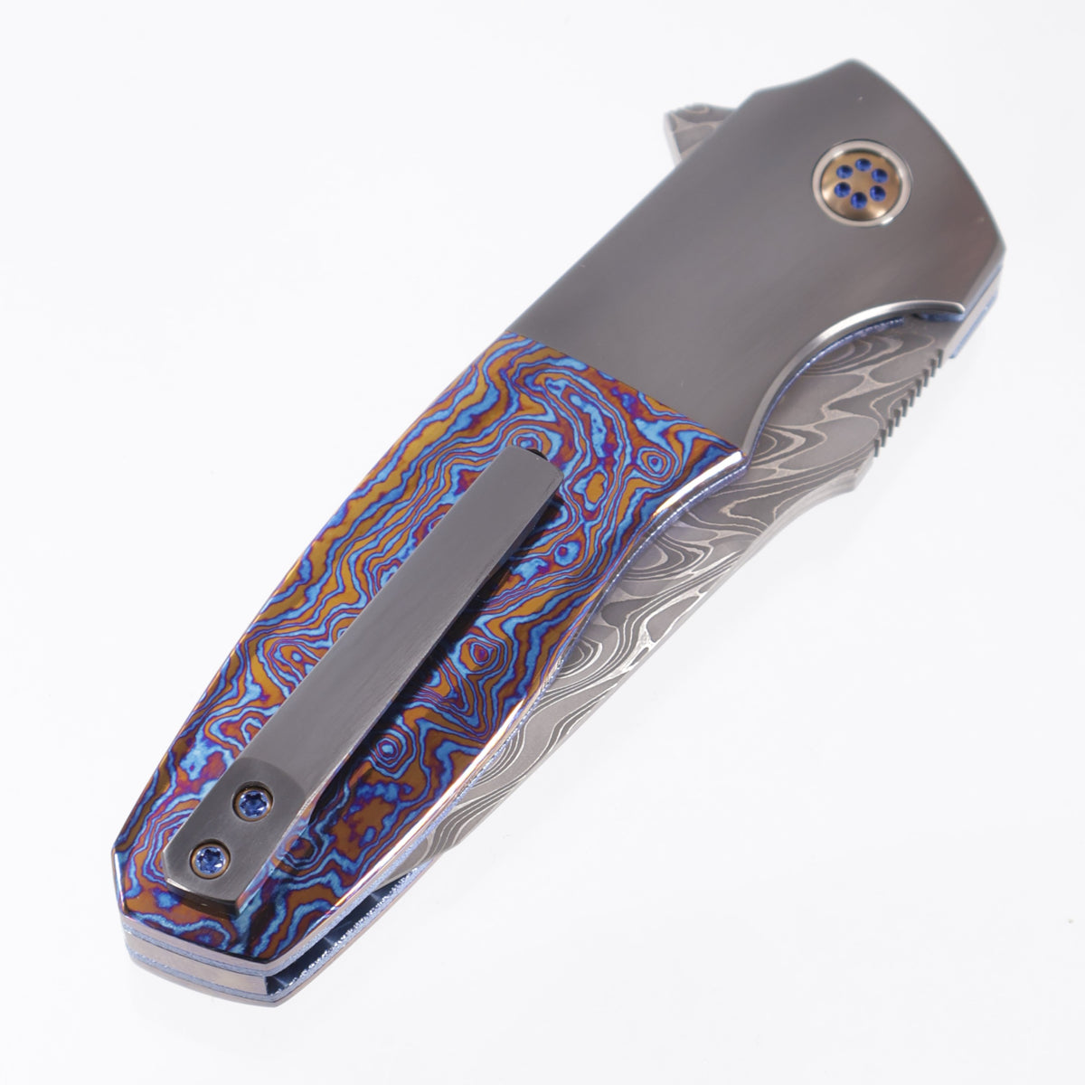 Kirby Lambert Phoenix - Timascus Scales w/ Zirconium Bolsters & Timascus Pivot Inlay - Chad Nichols Damascus