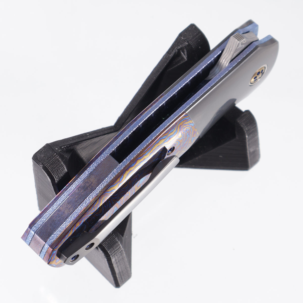 Kirby Lambert Phoenix - Timascus Scales w/ Zirconium Bolsters & Timascus Pivot Inlay - Chad Nichols Damascus