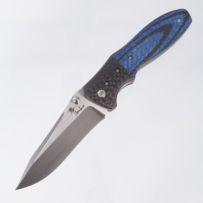 Kirby Lambert Incinerator - Lightning Strike Carbon / Blue Twill Carbon Scales - Satin Recurve Blade *PRE-OWNED*