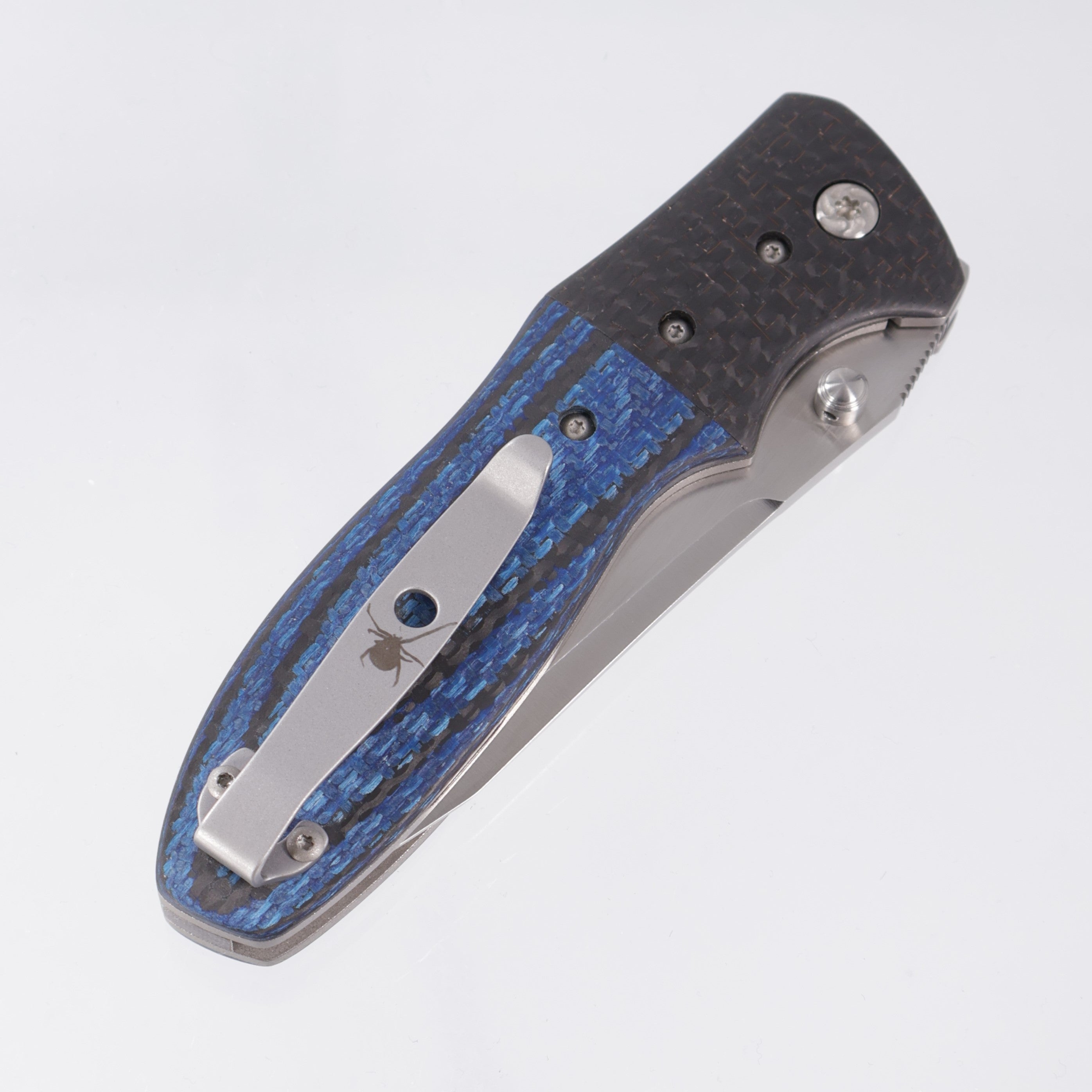 Kirby Lambert Incinerator - Lightning Strike Carbon / Blue Twill Carbon Scales - Satin Recurve Blade *PRE-OWNED*