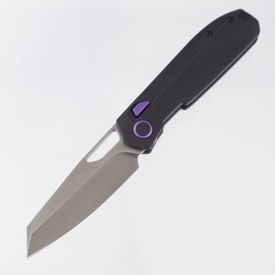 Kizer Mash Button Liner Lock - Black Aluminum w/ Purple Accents - Satin M390 - Ki3699BSA1