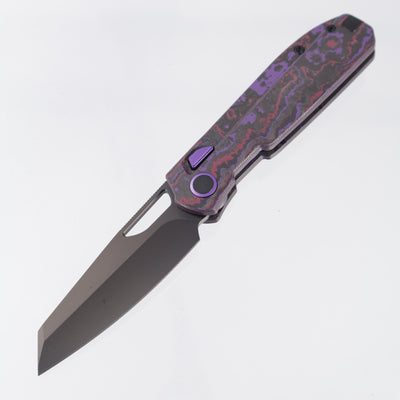 Kizer Mash Button Liner Lock - Purple Haze Fat Carbon w/ Purple Accents - Matte DLC Ultra M390 - Ki3699BSA2