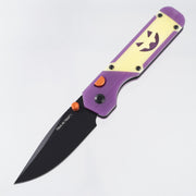 Kizer Halloween Militaw 3.1 - Purple GITD G10 w/ Yellow GITD Acrylic Inlays - Black PVD M390 - Ki3634.31BDHW1