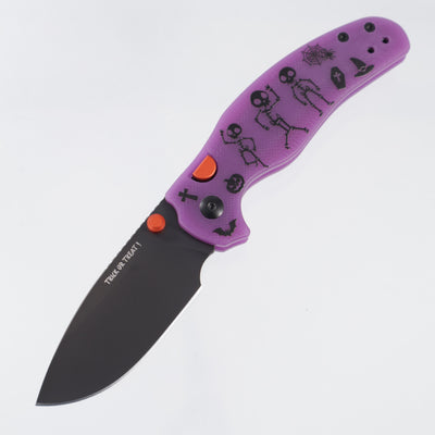 Kizer Halloween Sheepdog C01C 2.9 BD - Purple GITD G10 w/ Yellow GITD Acrylic Inlay - Matte DLC Ultra M390 - Ki3488.29BDHW1