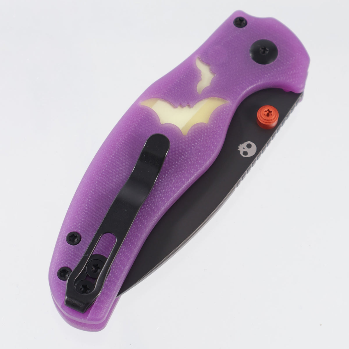 Kizer Halloween Sheepdog C01C 2.9 BD - Purple GITD G10 w/ Yellow GITD Acrylic Inlay - Matte DLC Ultra M390 - Ki3488.29BDHW1