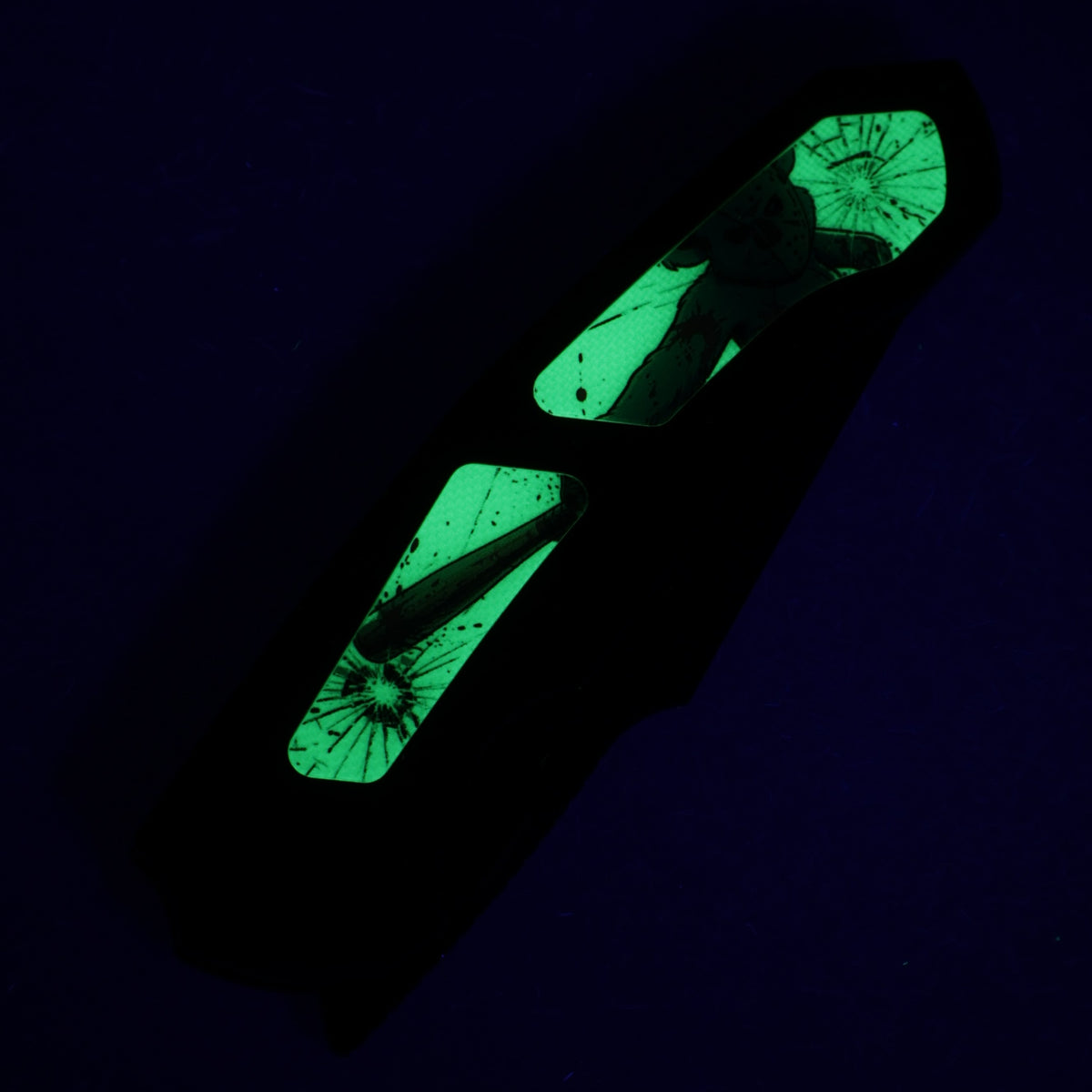 Kizer Halloween Feweed XL - Stonewash Titanium w/ Green & Purple GITD Inlays - Black PVD Rex 45 - Ki4694HW1