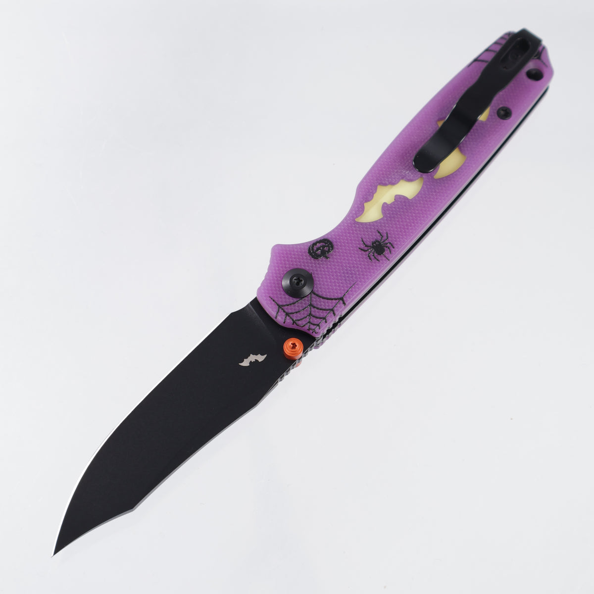 Kizer Halloween Pokiman BC - Purple GITD G10 w/ Yellow GITD Acrylic Inlay - Black PVD AEB-L - V3789HW1
