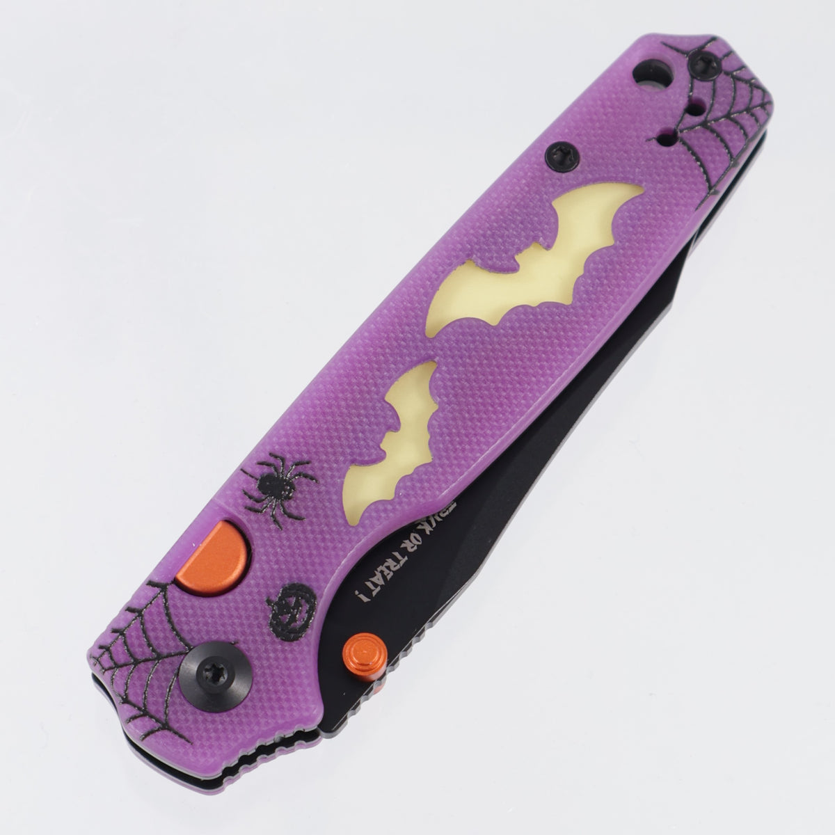Kizer Halloween Pokiman BC - Purple GITD G10 w/ Yellow GITD Acrylic Inlay - Black PVD AEB-L - V3789HW1