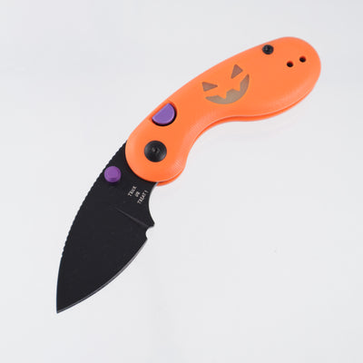 Kizer Halloween Microbe - Orange G10 w/ Green GITD Inlays - Black PVD 14C28N - V2742HW1