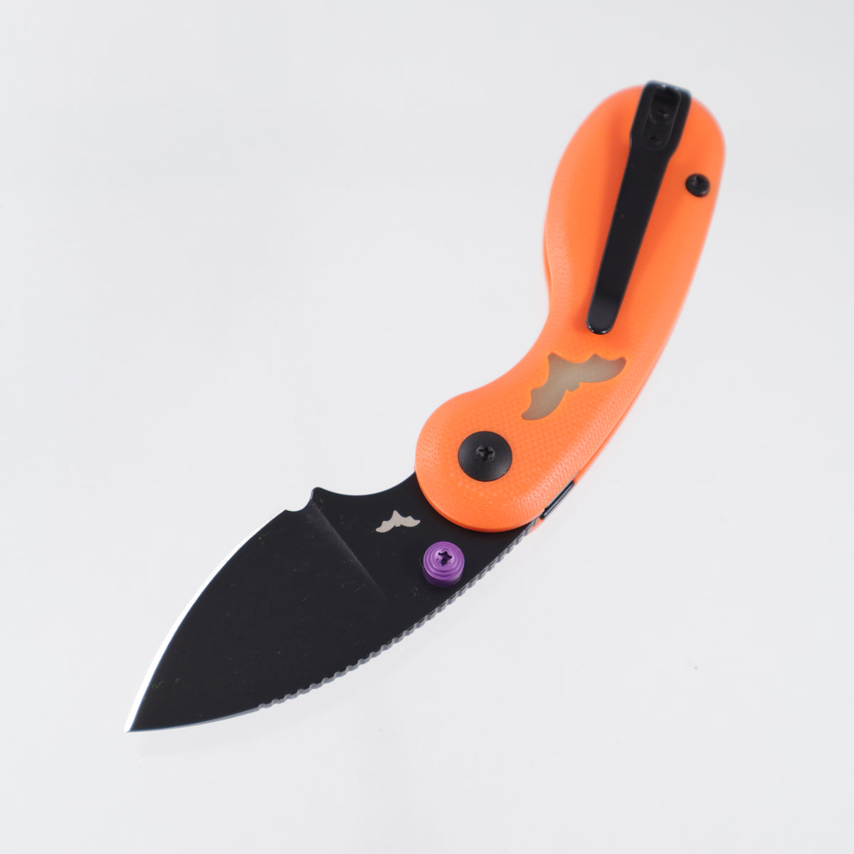 Kizer Halloween Microbe - Orange G10 w/ Green GITD Inlays - Black PVD 14C28N - V2742HW1