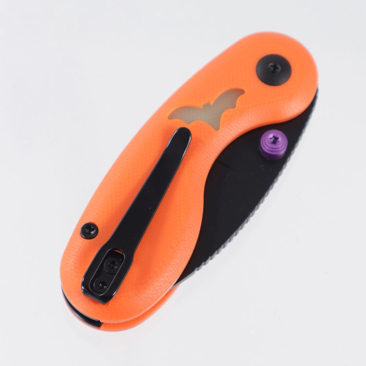 Kizer Halloween Microbe - Orange G10 w/ Green GITD Inlays - Black PVD 14C28N - V2742HW1