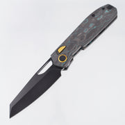 Kizer Mash Button Liner Lock - Shipwreck Camo Carbon w/ Gold Accents - Black Stonewash M390 - Ki3699BSA3