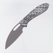 Kizer Masu - Gray & Black Vortex Micarta w/ Blue GITD G10 Backspacer - Gray PVD 14C28N - V3697A2