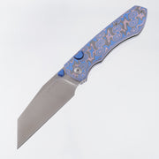 Kizer Wharning - Blue & Purple Vortex Micarta w/ Blue Accents - Satin Nitro-V - V3738BW2