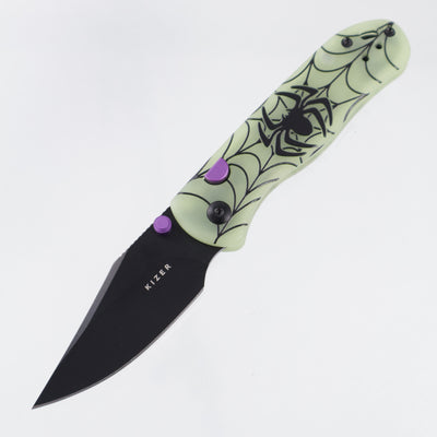 Kizer Halloween Drop Bear 2 - Green GITD G10 - Black PVD 14C28N - V3619.2BCE2