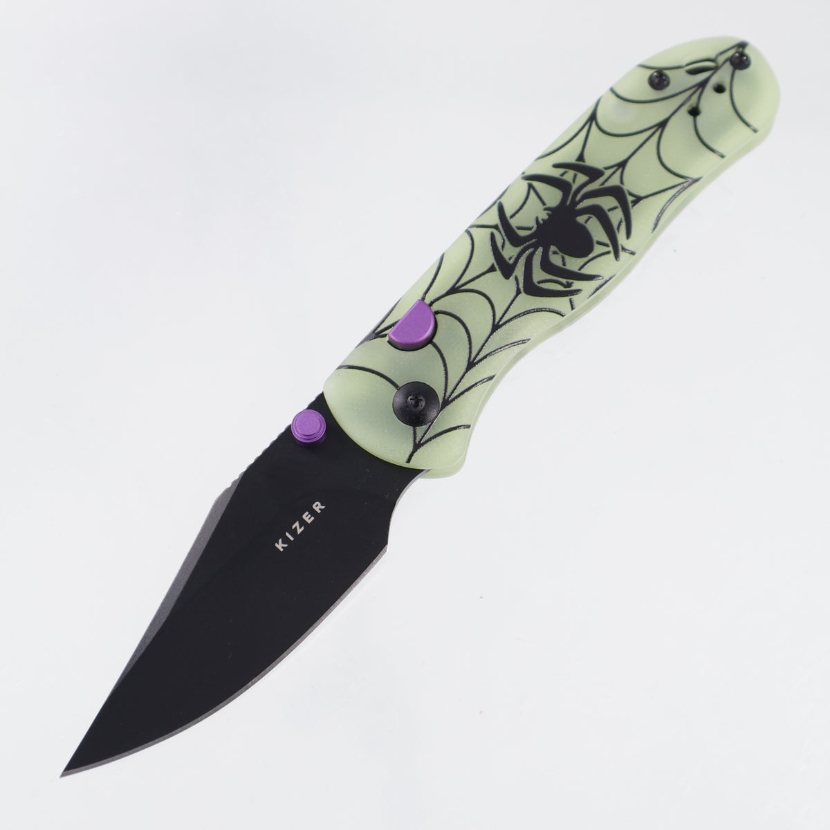 Kizer Halloween Drop Bear 2 - Green GITD G10 - Black PVD 14C28N - V3619.2BCE2