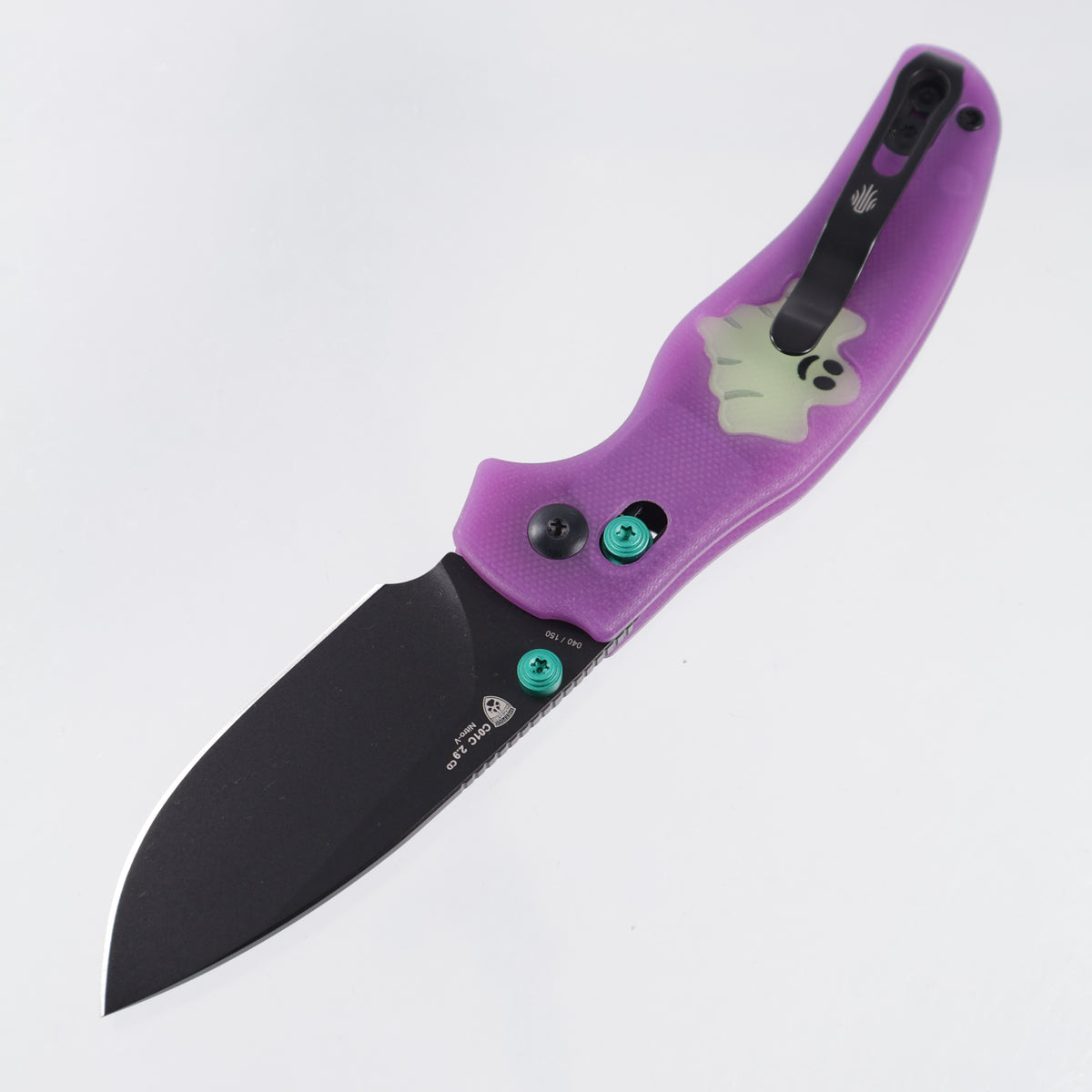 Kizer Halloween Sheepdog C01C 2.9 Clutch Lock - Purple GITD G10 w/ Green GITD G10 Inlays - Black PVD Nitro-V -  V3488.29CDE2