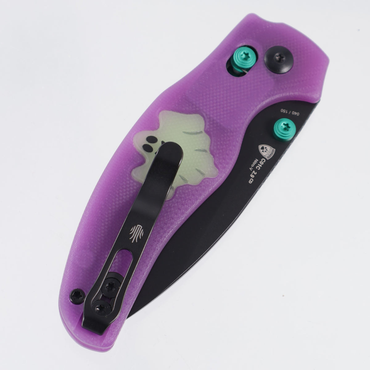 Kizer Halloween Sheepdog C01C 2.9 Clutch Lock - Purple GITD G10 w/ Green GITD G10 Inlays - Black PVD Nitro-V -  V3488.29CDE2