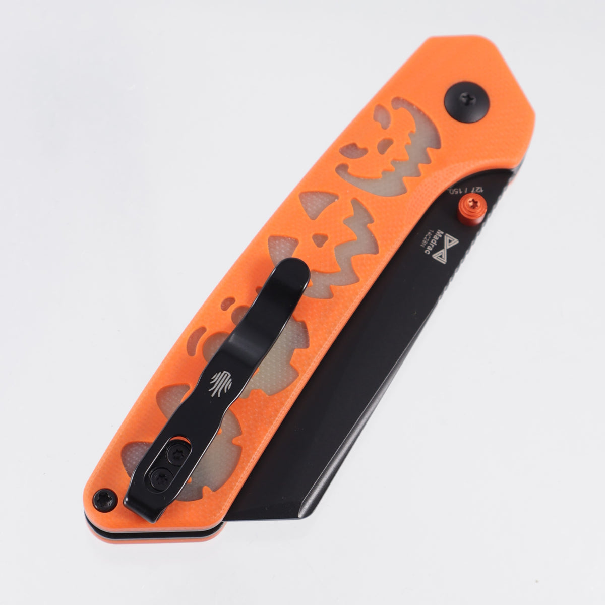 Kizer Halloween Madrac BLL - Orange G10 w/ Green GITD G10 Inlays - Black PVD 14C28N - V3693BSE3