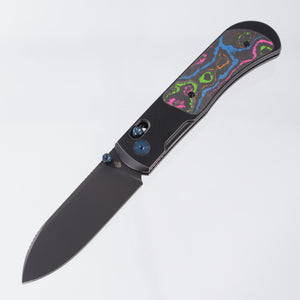 Kizer Tycho Drop Point - Black Titanium w/ 80s Camo Carbon inlays - Matte DLC Ultra M390 - Ki4761E1 - BROP Exclusive
