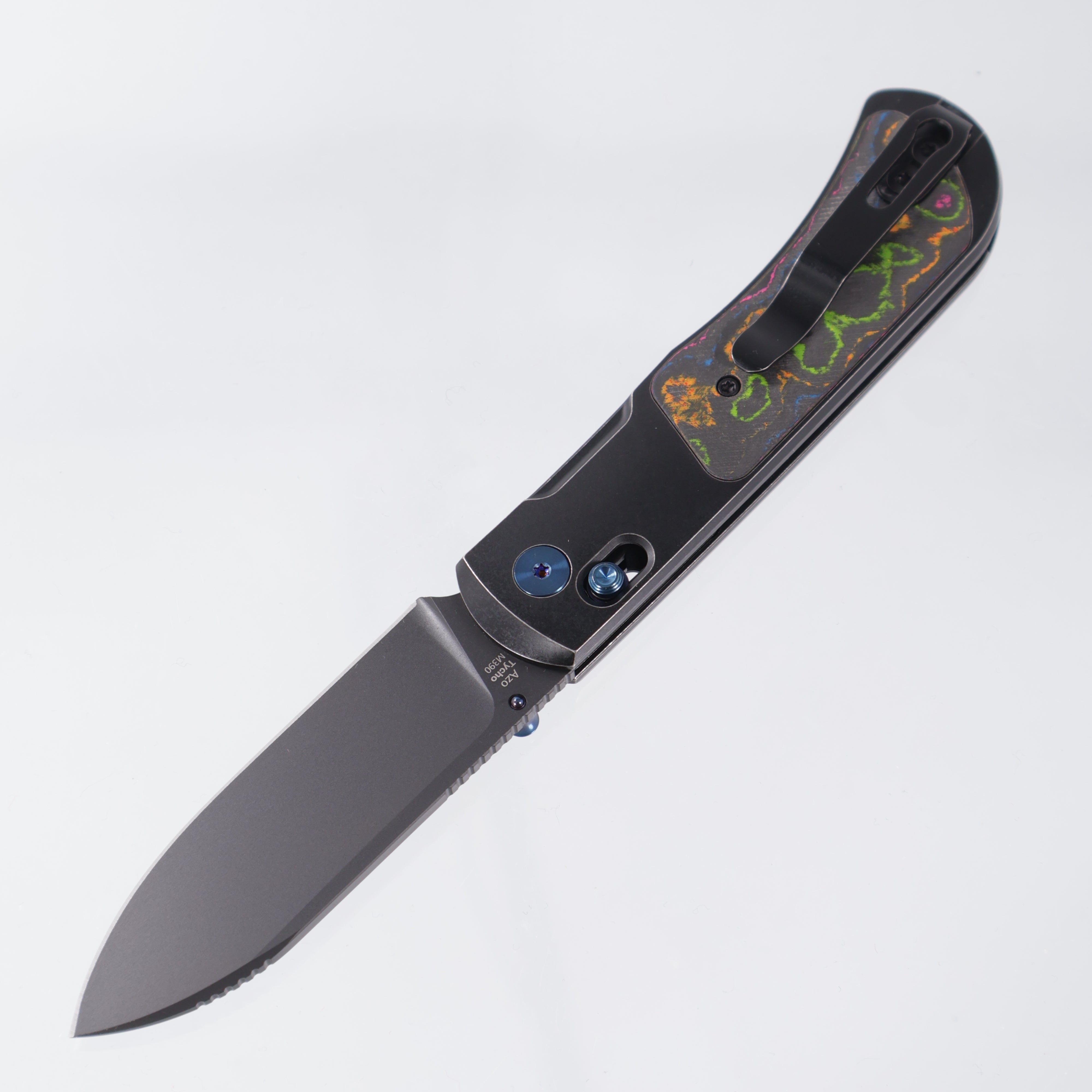 Kizer Tycho Drop Point - Black Titanium w/ 80s Camo Carbon inlays - Matte DLC Ultra M390 - Ki4761E1 - BROP Exclusive