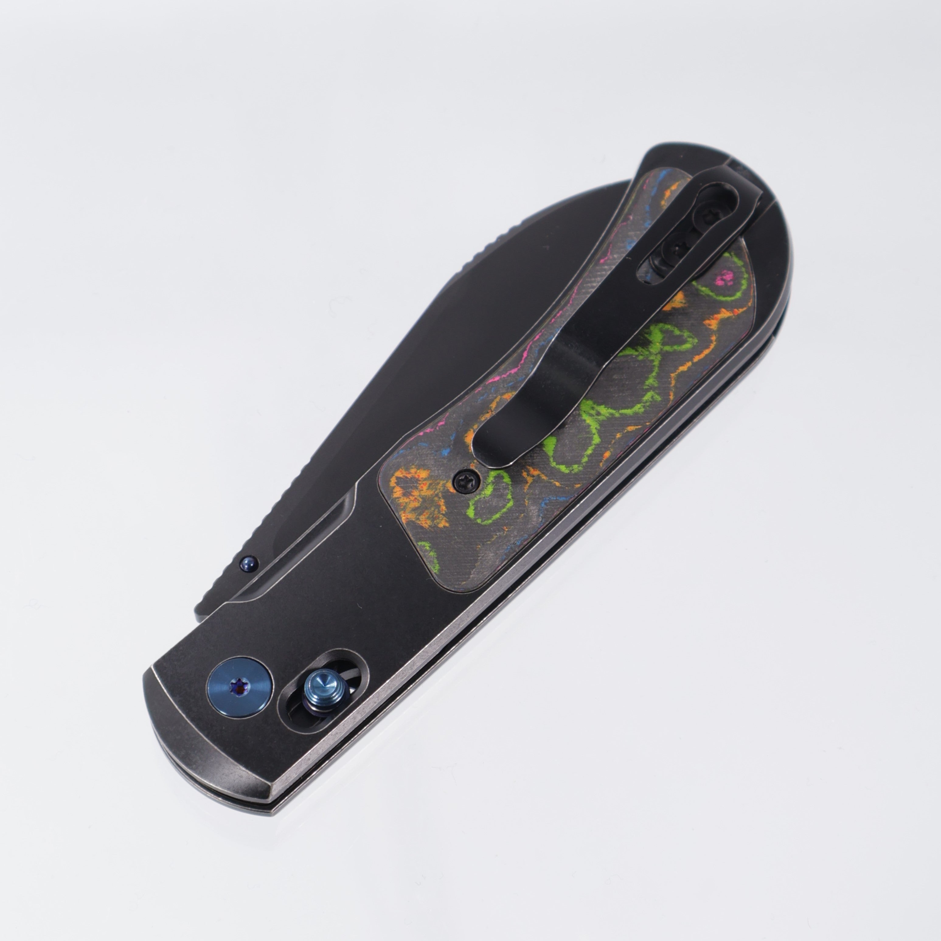 Kizer Tycho Drop Point - Black Titanium w/ 80s Camo Carbon inlays - Matte DLC Ultra M390 - Ki4761E1 - BROP Exclusive