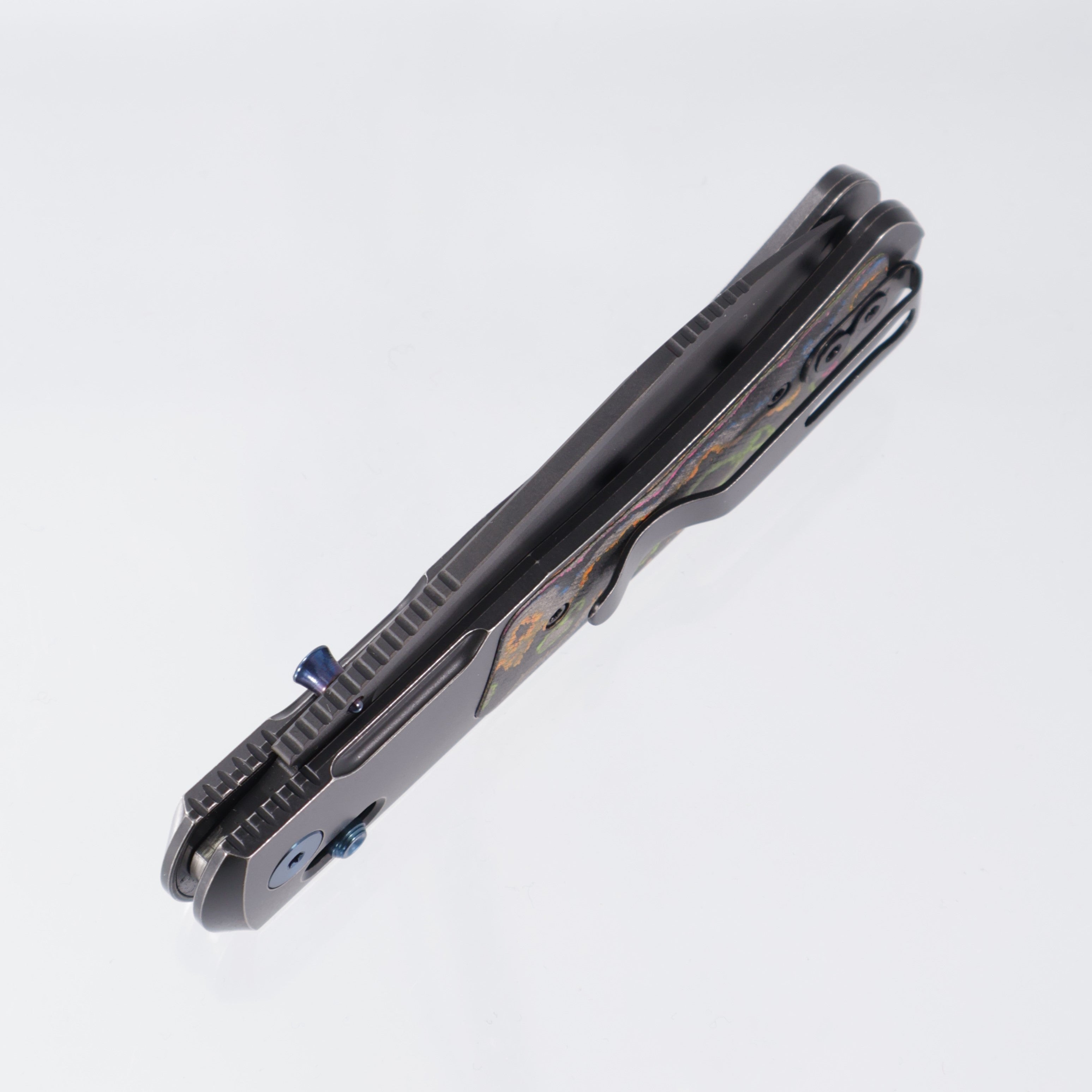 Kizer Tycho Drop Point - Black Titanium w/ 80s Camo Carbon inlays - Matte DLC Ultra M390 - Ki4761E1 - BROP Exclusive