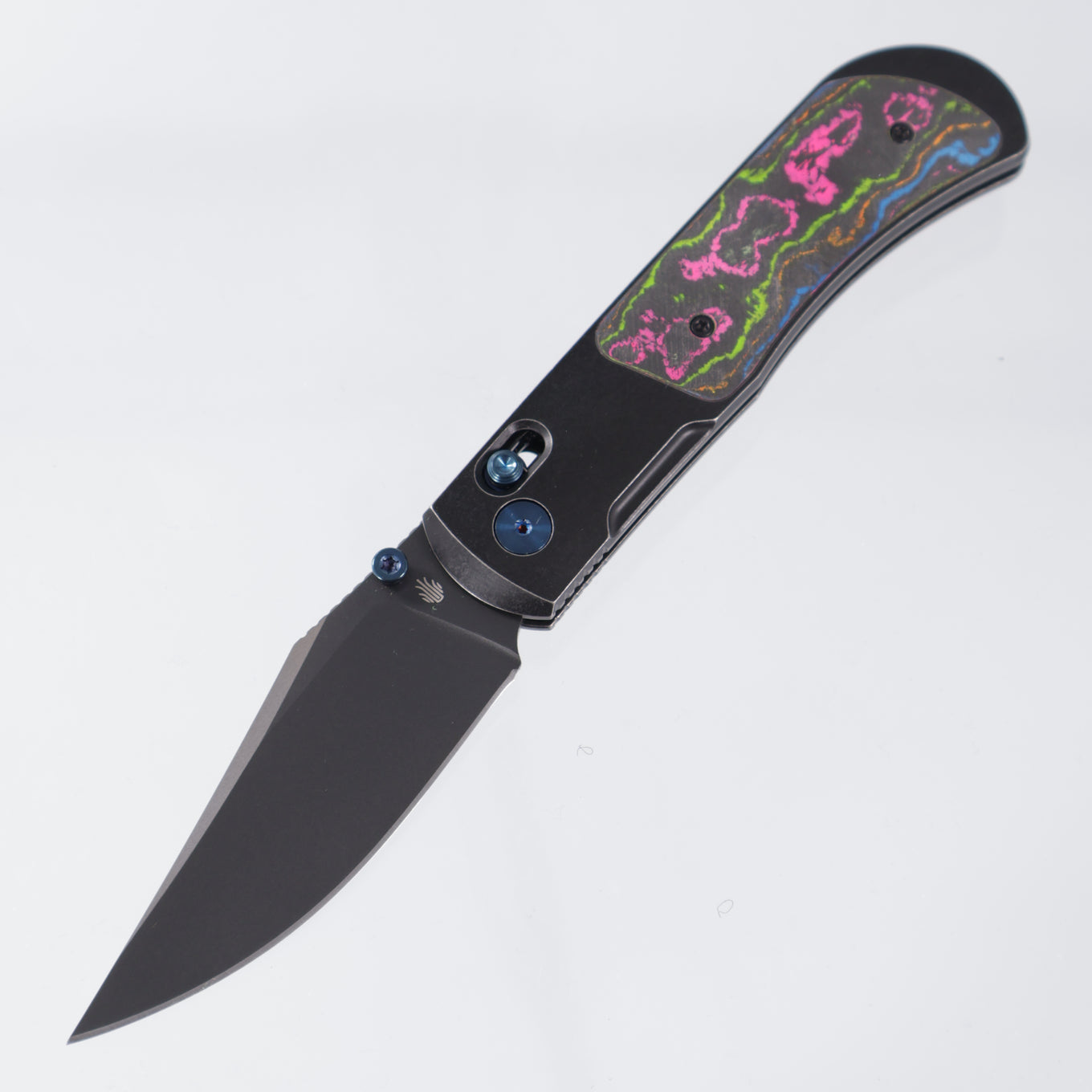 Kizer Tycho Clip Point - Black Titanium w/ 80s Camo Carbon inlays - Matte DLC Ultra S45VN - Ki4761E2 - BROP Exclusive
