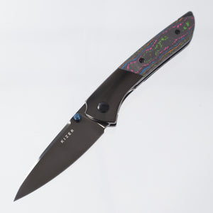 Kizer Spitfire - 80s Camo Carbon & Titanium - DLC S35VN - Ki3690A2