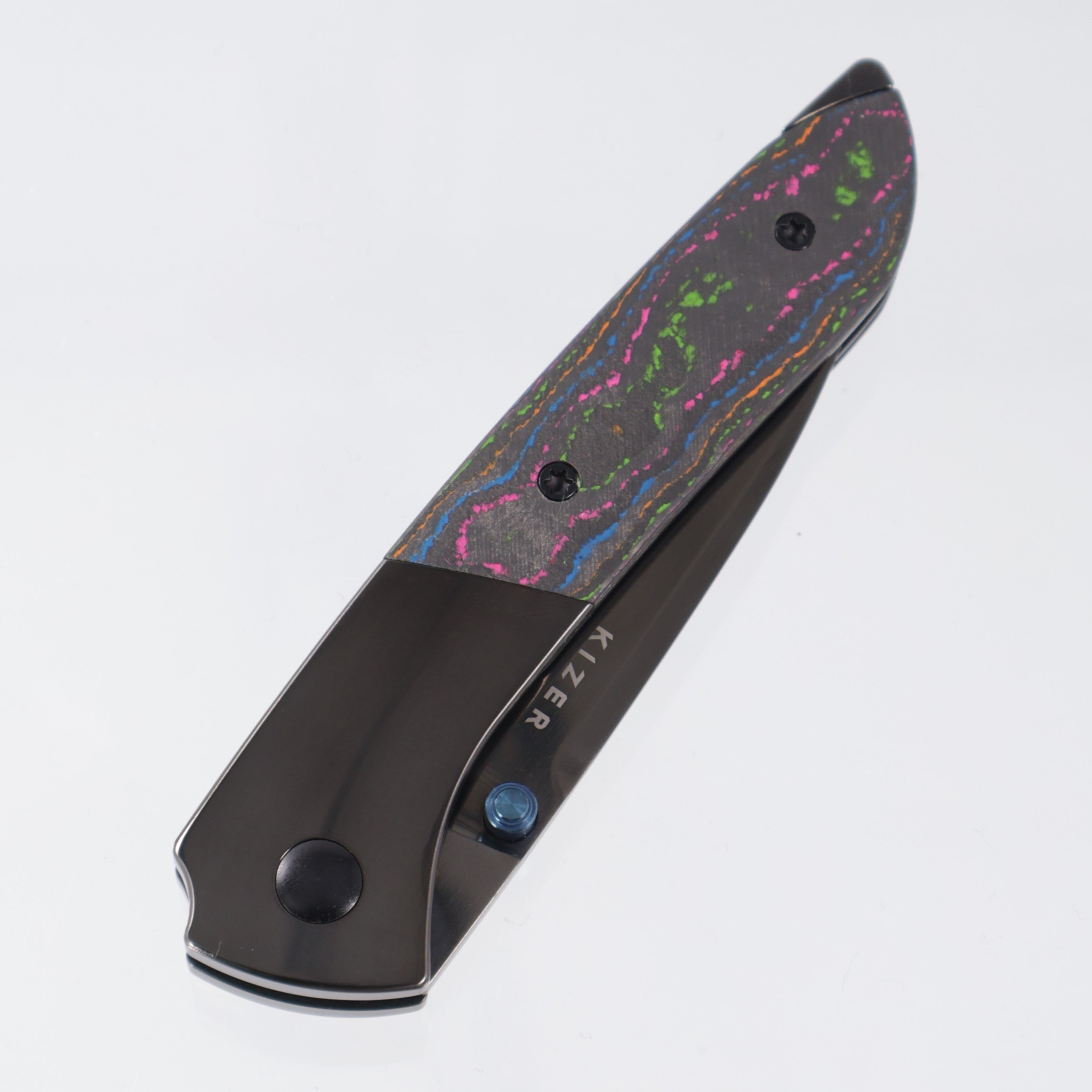 Kizer Spitfire - 80s Camo Carbon & Titanium - DLC S35VN - Ki3690A2