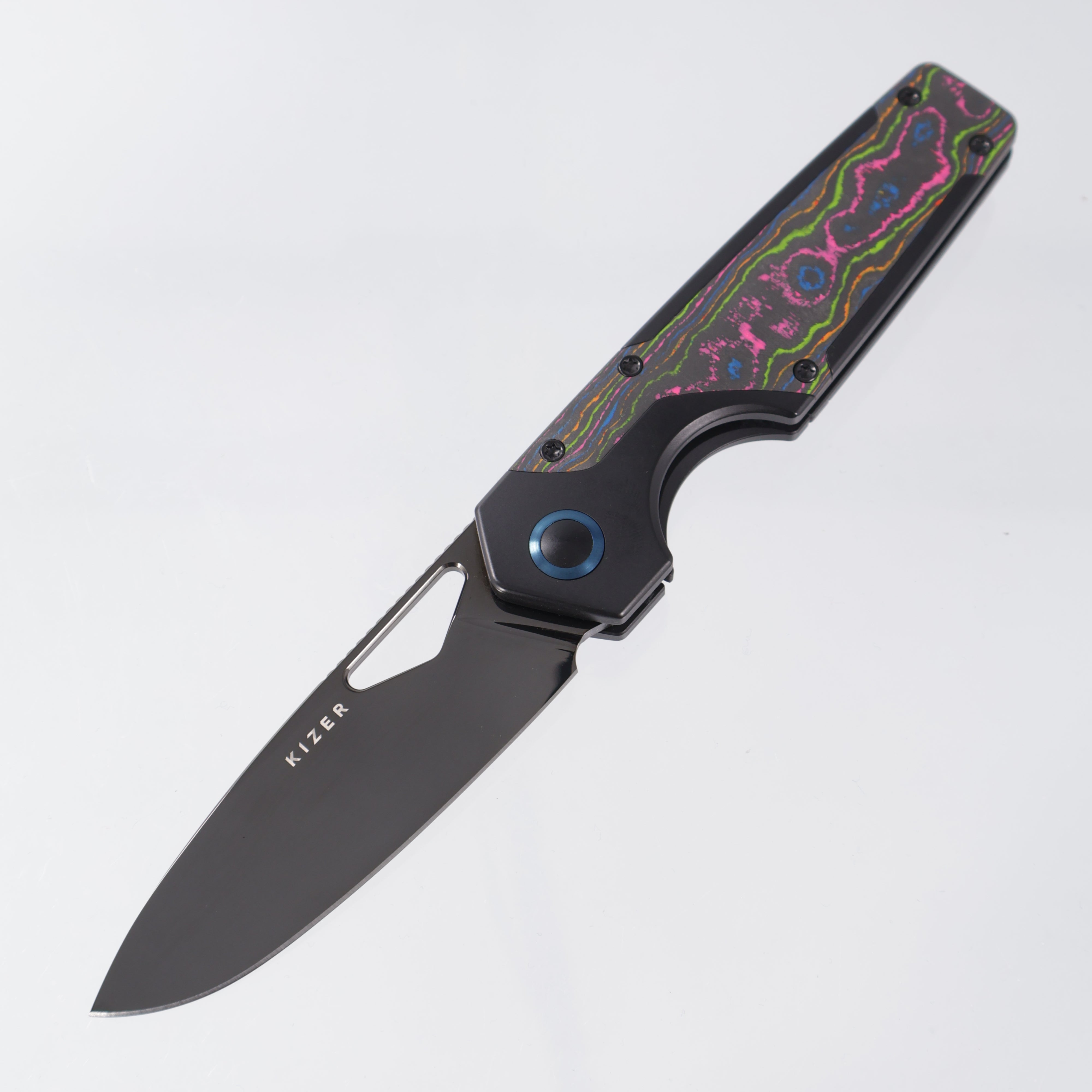 Kizer Serpentine - Black Titanium w/ 80s Camo Carbon Inlays - Polished DLC Ultra M390 - Ki3759FDE1 - BROP Exclusive