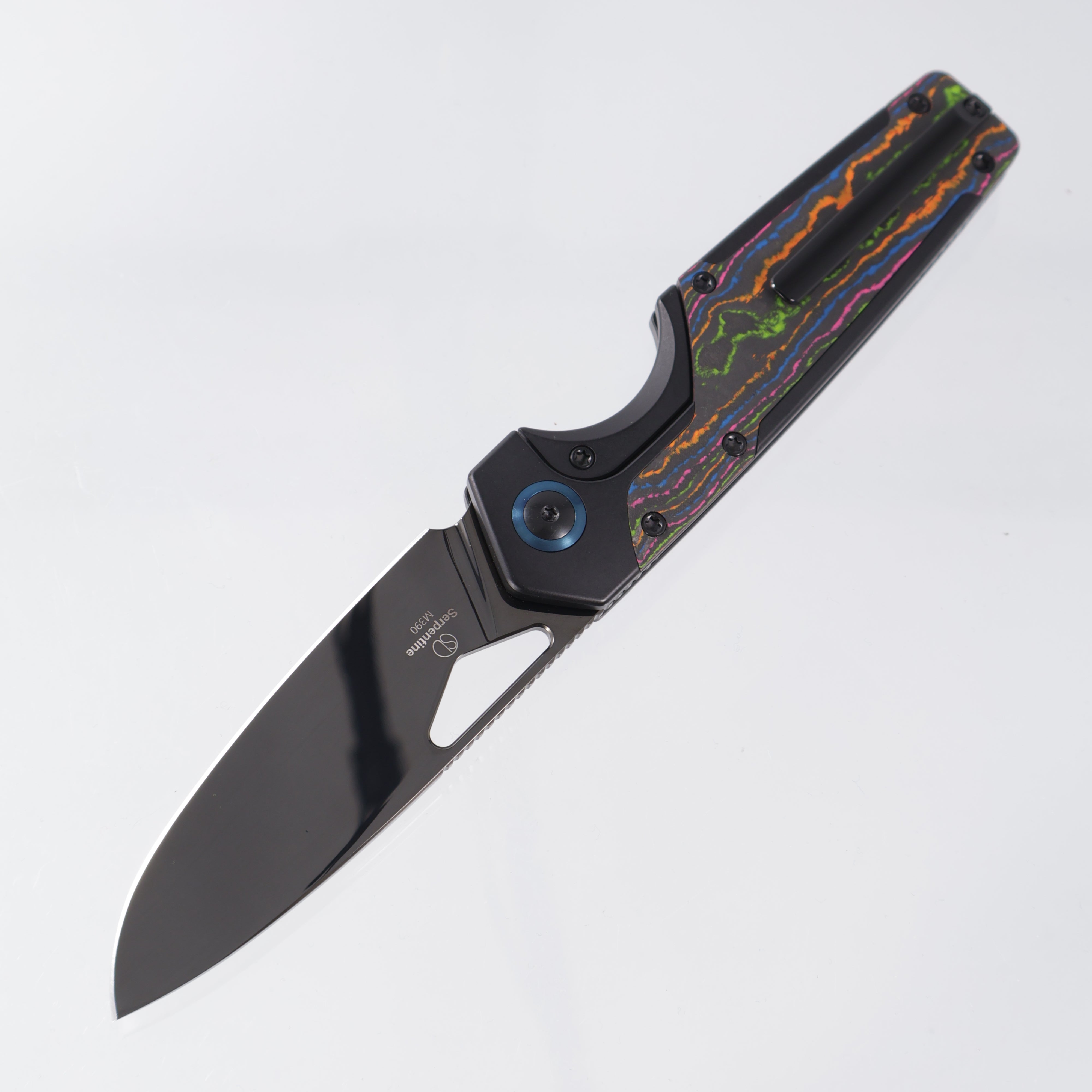 Kizer Serpentine - Black Titanium w/ 80s Camo Carbon Inlays - Polished DLC Ultra M390 - Ki3759FDE1 - BROP Exclusive
