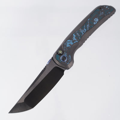 Kizer Mithril X-Series - DLC Titanium w/ Artic Storm Fat Carbon Inlays & Luminous Resin Button - Satin DLC Ultra Compound Grind M390 -ZX-FK08A2