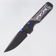 Kizer Militaw 315 KwikSwap Button Liner Lock - Black Aluminum w/ Nebula Fat Carbon Inlays & Blue Accents - Matte DLC Ultra M390 - Ki3634.31BDA1